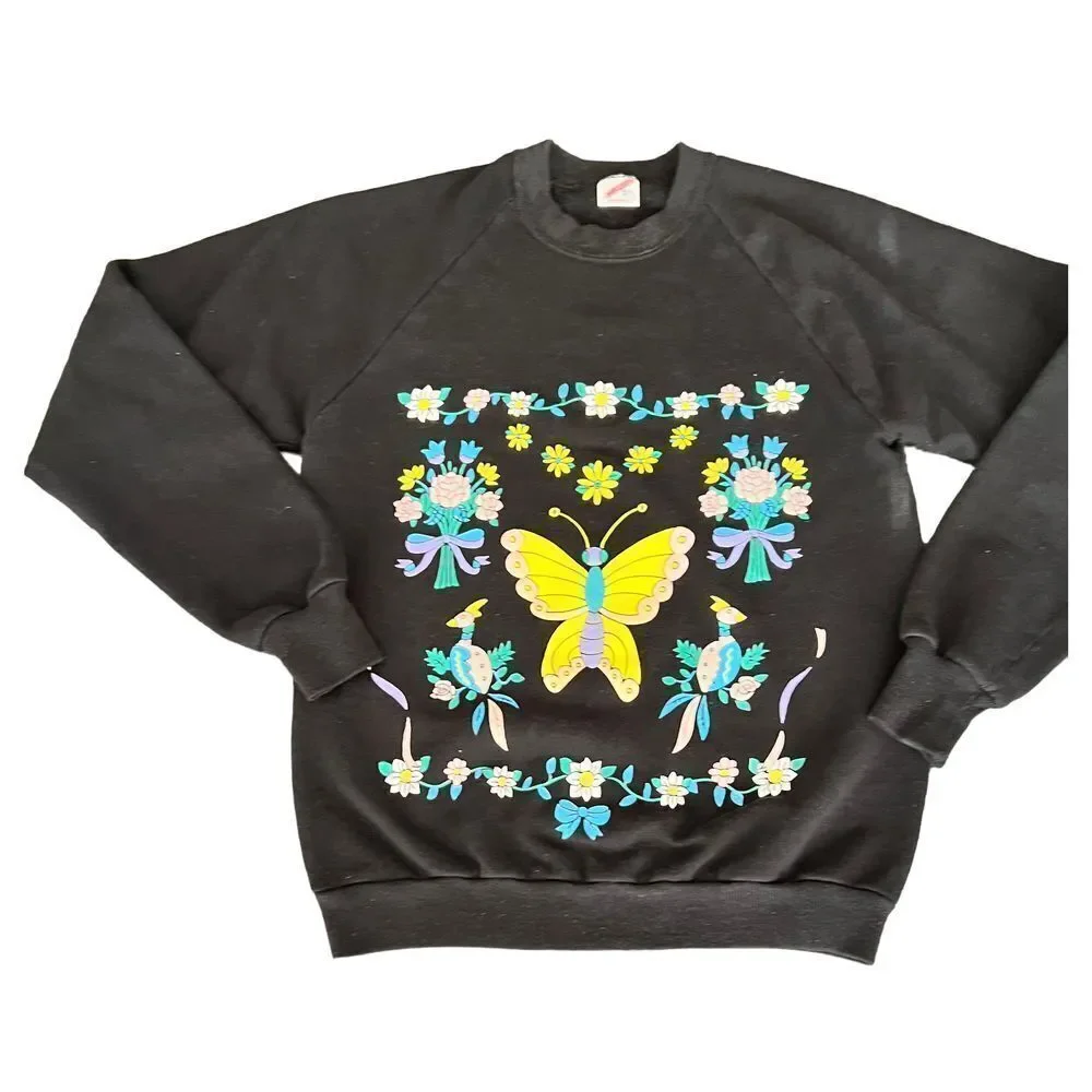 JERZEES butterfly peacock sweatshirt Made in USA - Picture 1 of 7